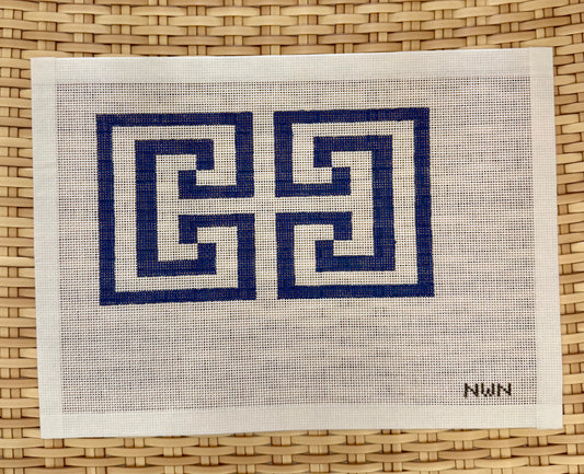 Blue Greek Key Clutch Canvas