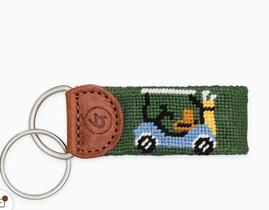 Golf Cart Needlepoint Keychain