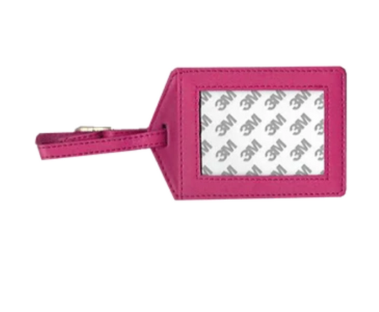 Leather Luggage Tag - HOT PINK