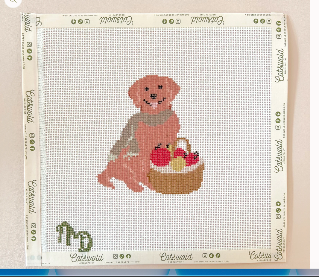 Murphy Fall Golden Retriever with Scarf Needlepoint Canvas