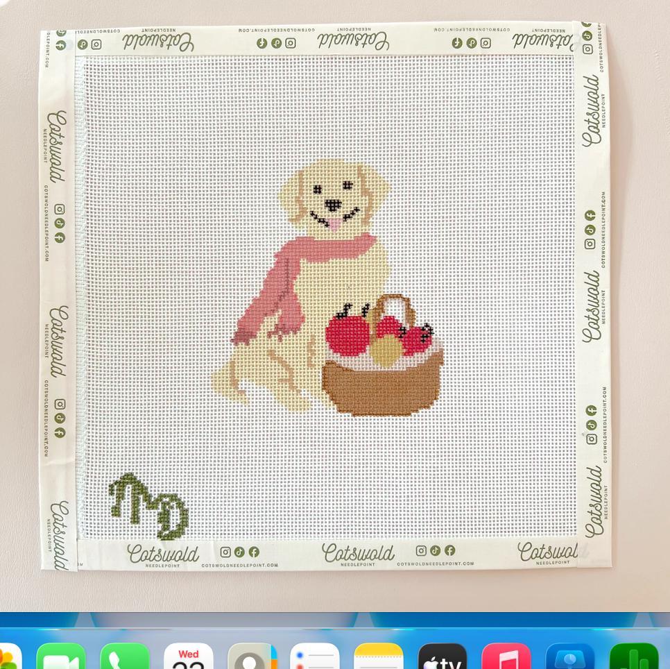 Sonny Fall Golden Retriever with Scarf Needlepoint Canvas