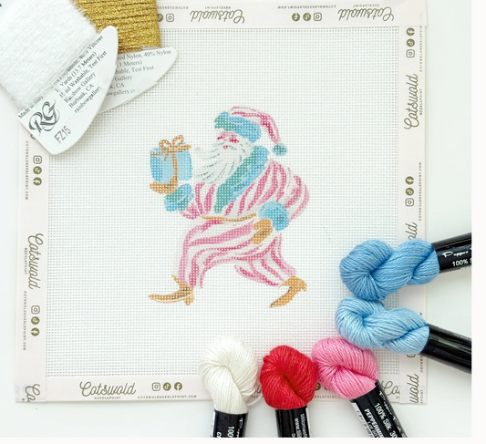 Whimsical Santa Christmas Needlepoint Canvas, 18 Mesh
