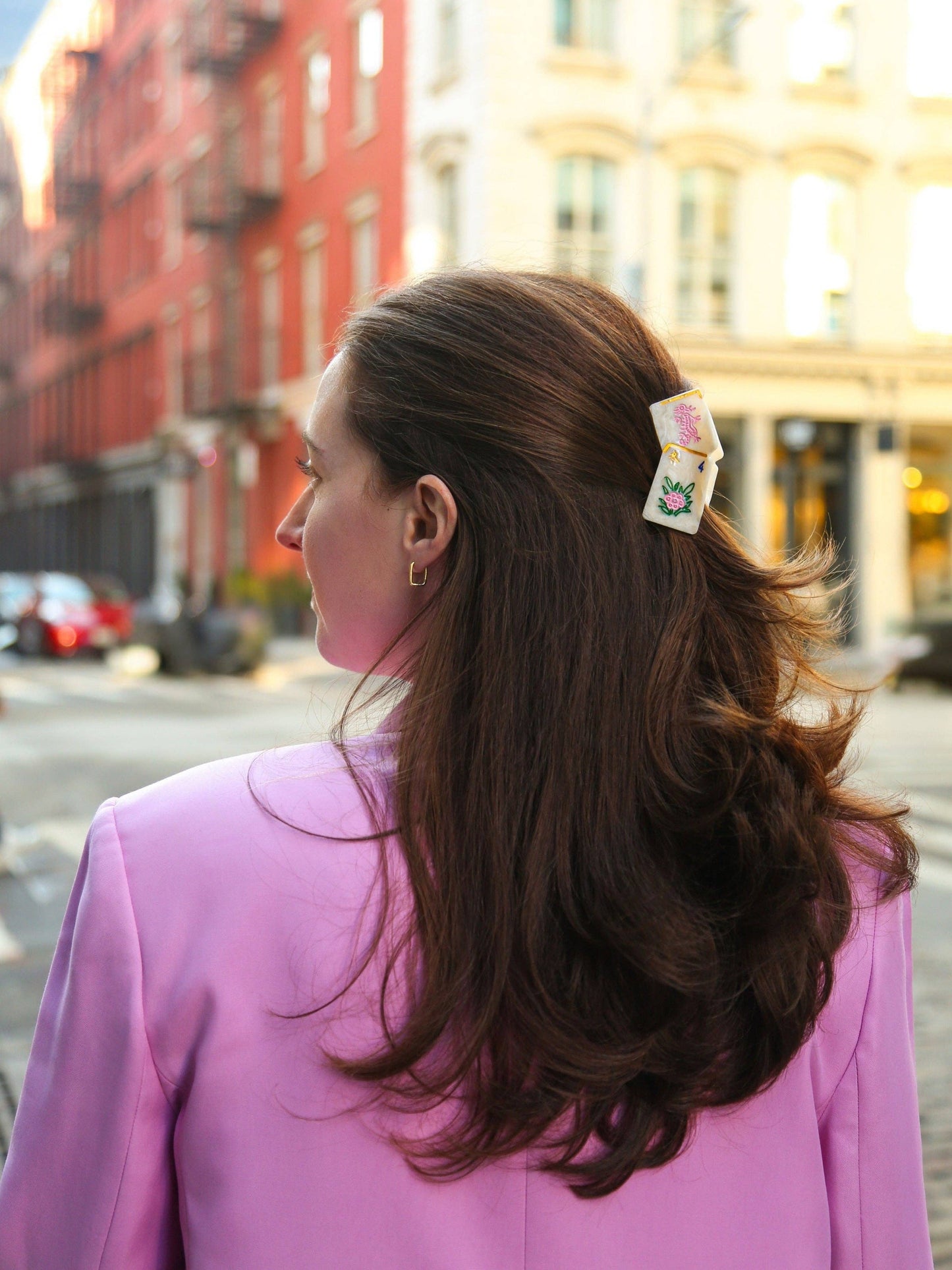 Hand-Painted Mini Flower Mahjong Claw Hair Clip | Eco-Friendly
