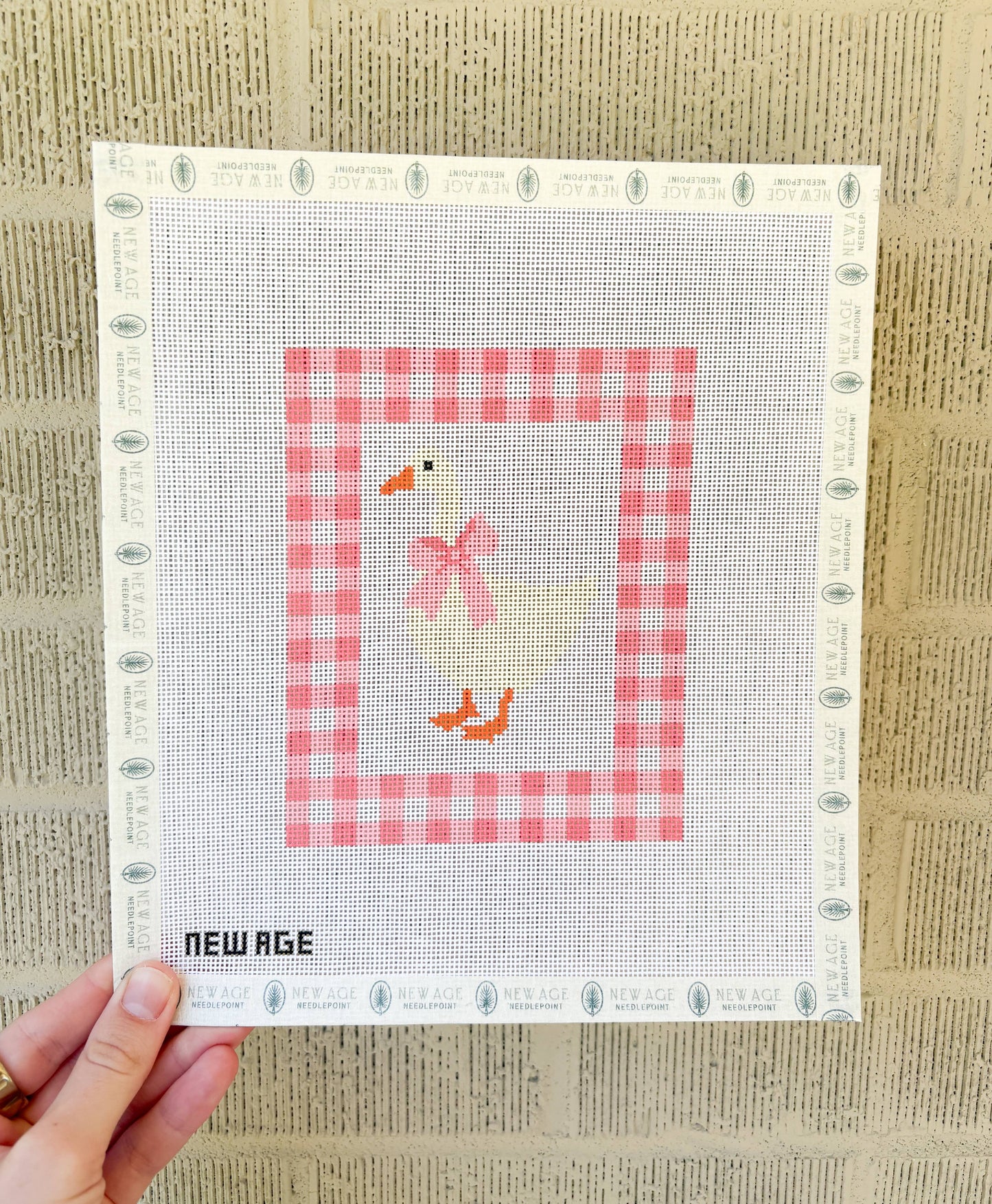 Gingham Baby Goose Needlepoint Canvas
