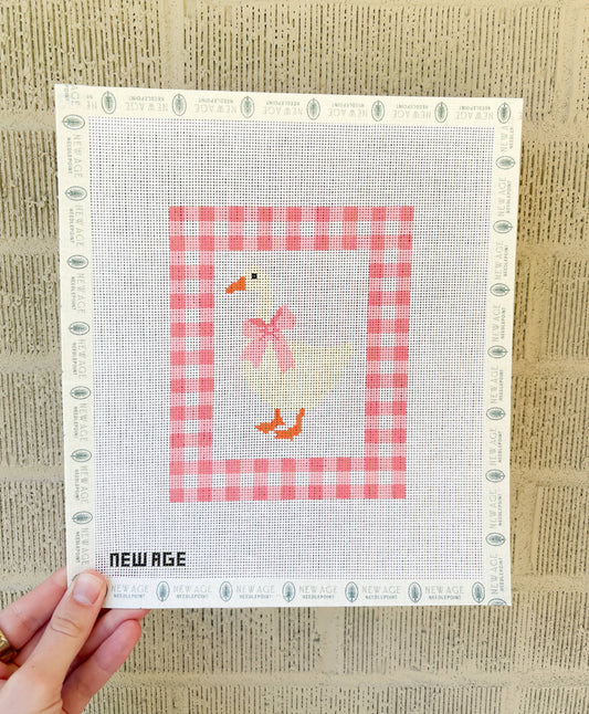 Gingham Baby Goose Needlepoint Canvas