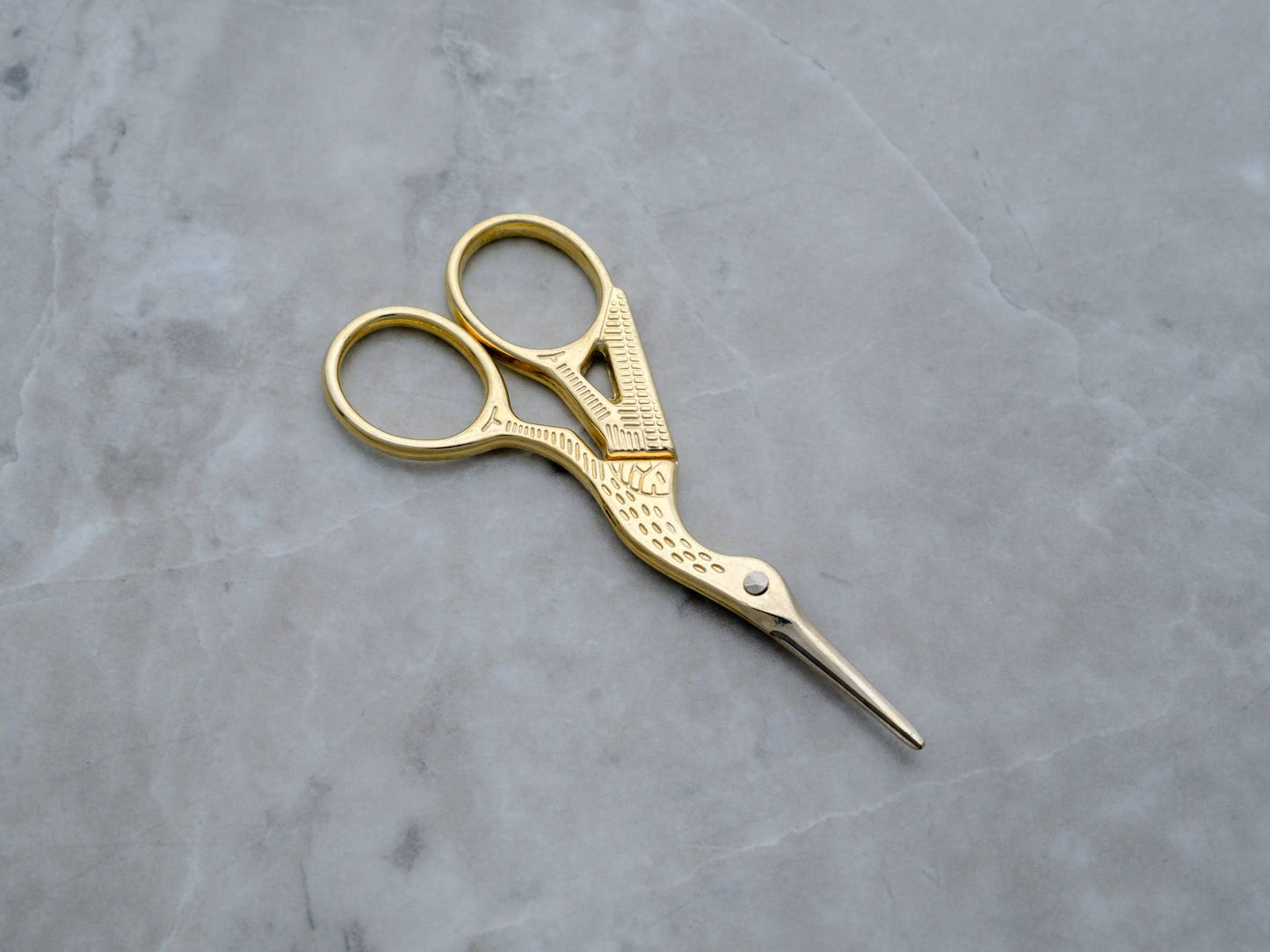 Crane Scissors Gold-Tone or Silver Stainless Steel 3.5"
