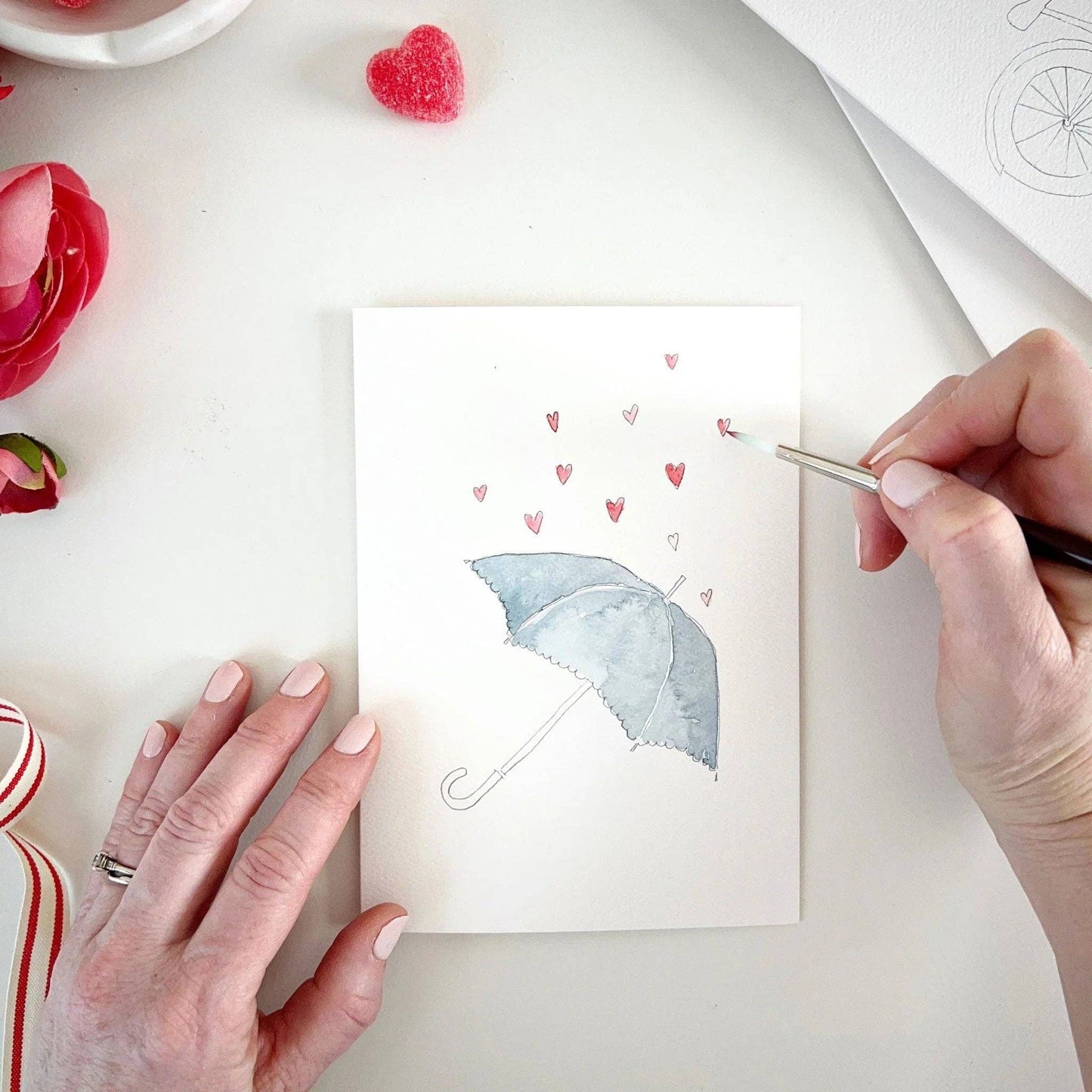 Love sweet love paintable watercolor notecard set