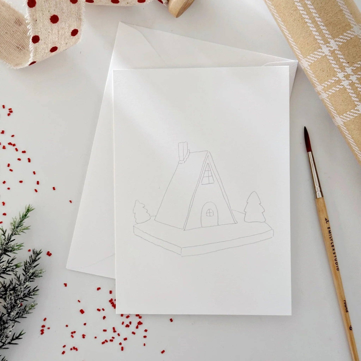 Gingerbread paintable watercolor notecard set
