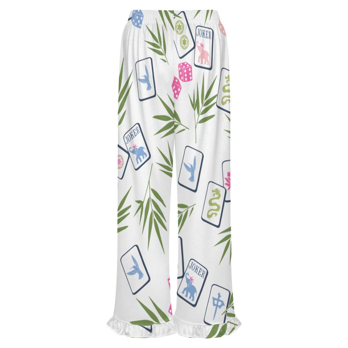 Mahjong Ruffle Pajama Pants | Soft Lounge Pants PJS Palm