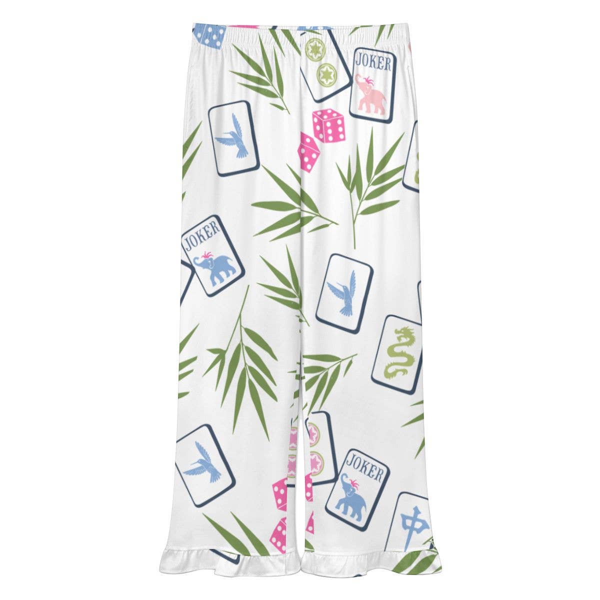 Mahjong Ruffle Pajama Pants | Soft Lounge Pants PJS Palm