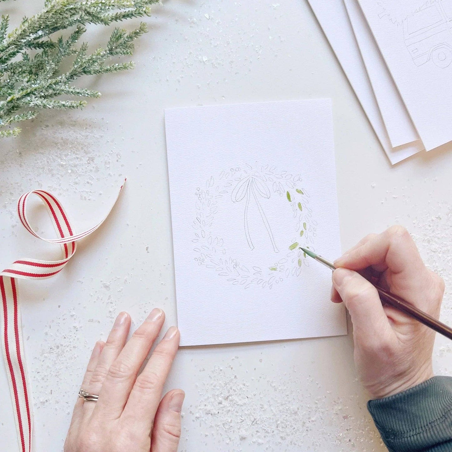 Christmas cheer paintable watercolor notecard set