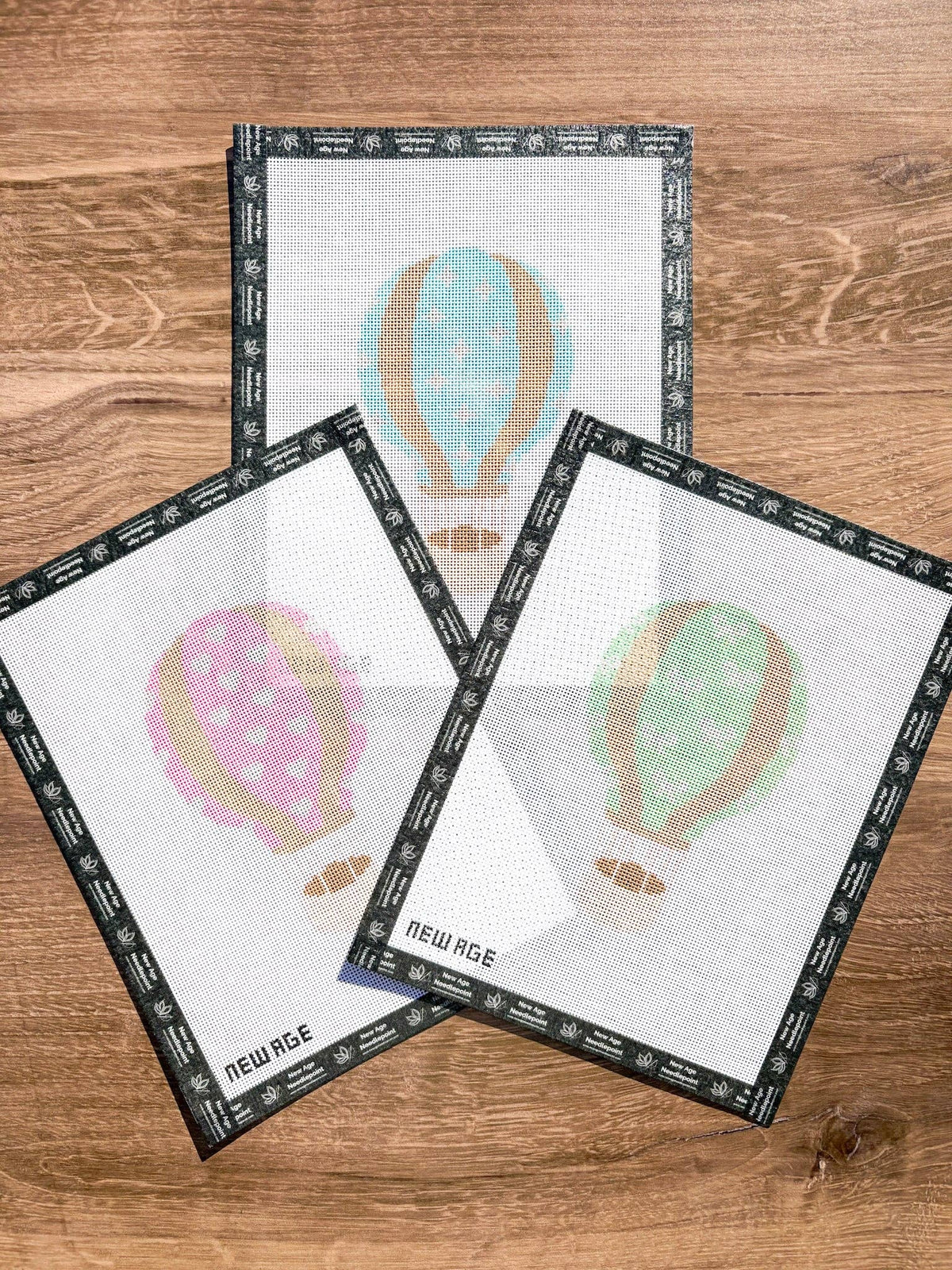 Pink Heart Hot Air Balloon Needlepoint Canvas