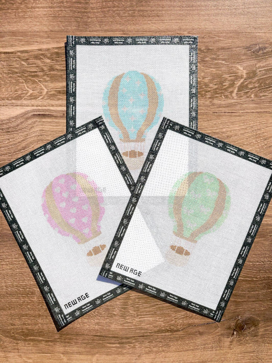 Pink Heart Hot Air Balloon Needlepoint Canvas