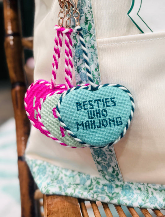 Besties Who Mahjong Needlepoint Bag Charm