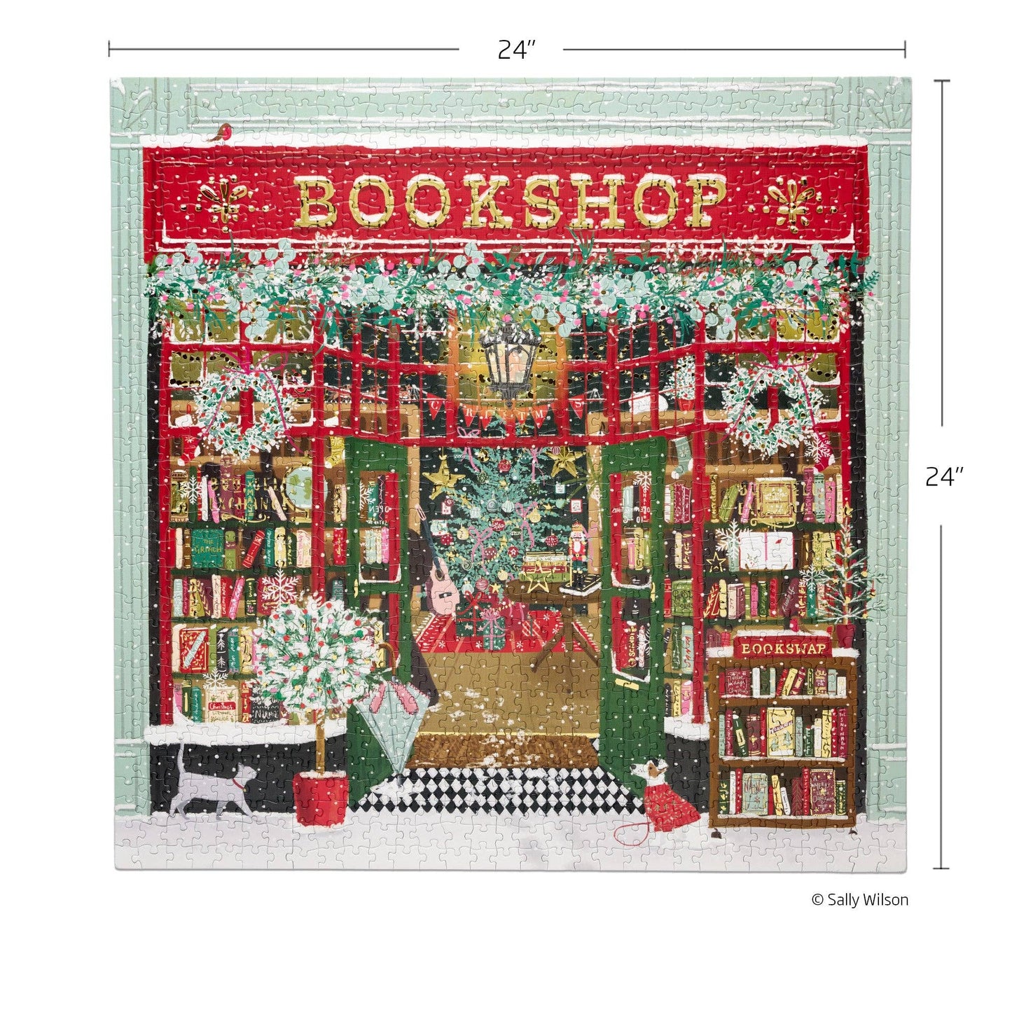 Festive Bookshop 1000 Piece Gold Foil Puzzle Christmas Gift