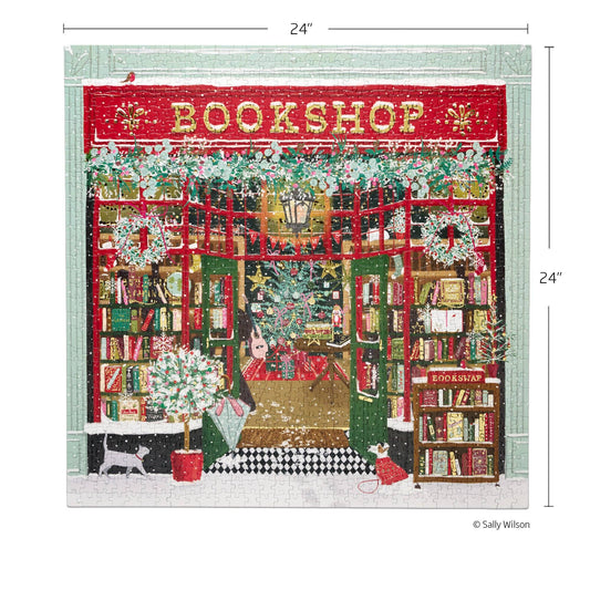 Festive Bookshop 1000 Piece Gold Foil Puzzle Christmas Gift