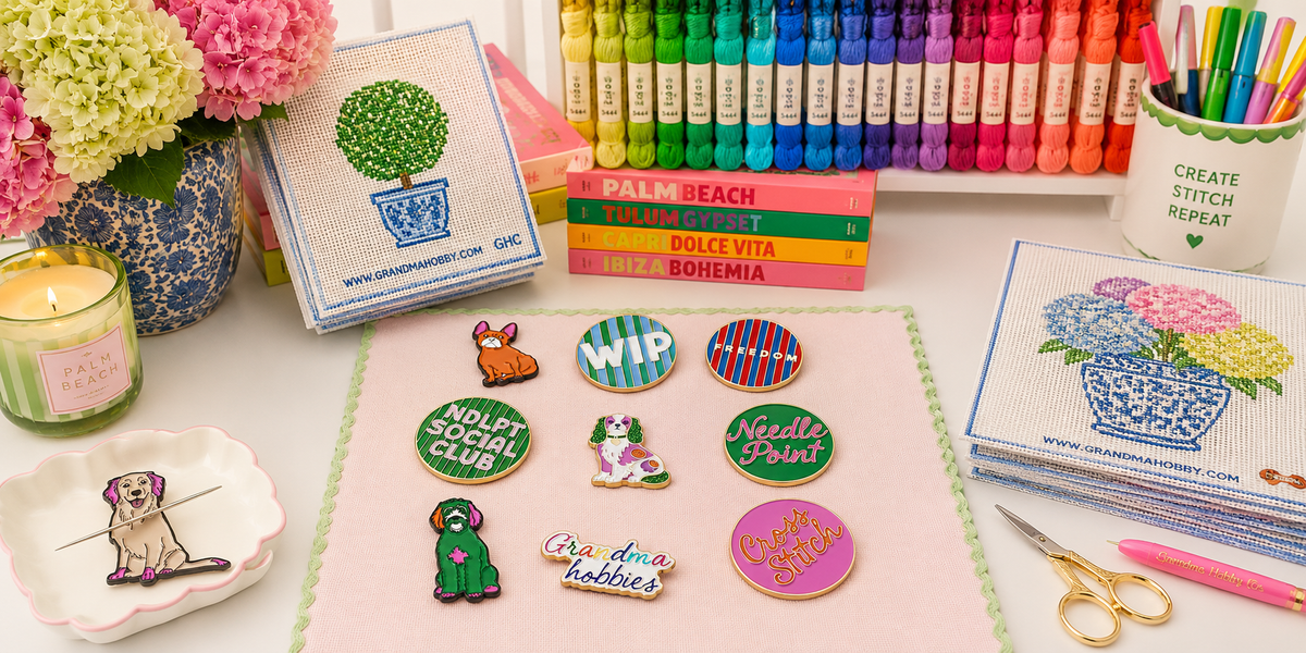 Needlepoint Pink and Green Minder