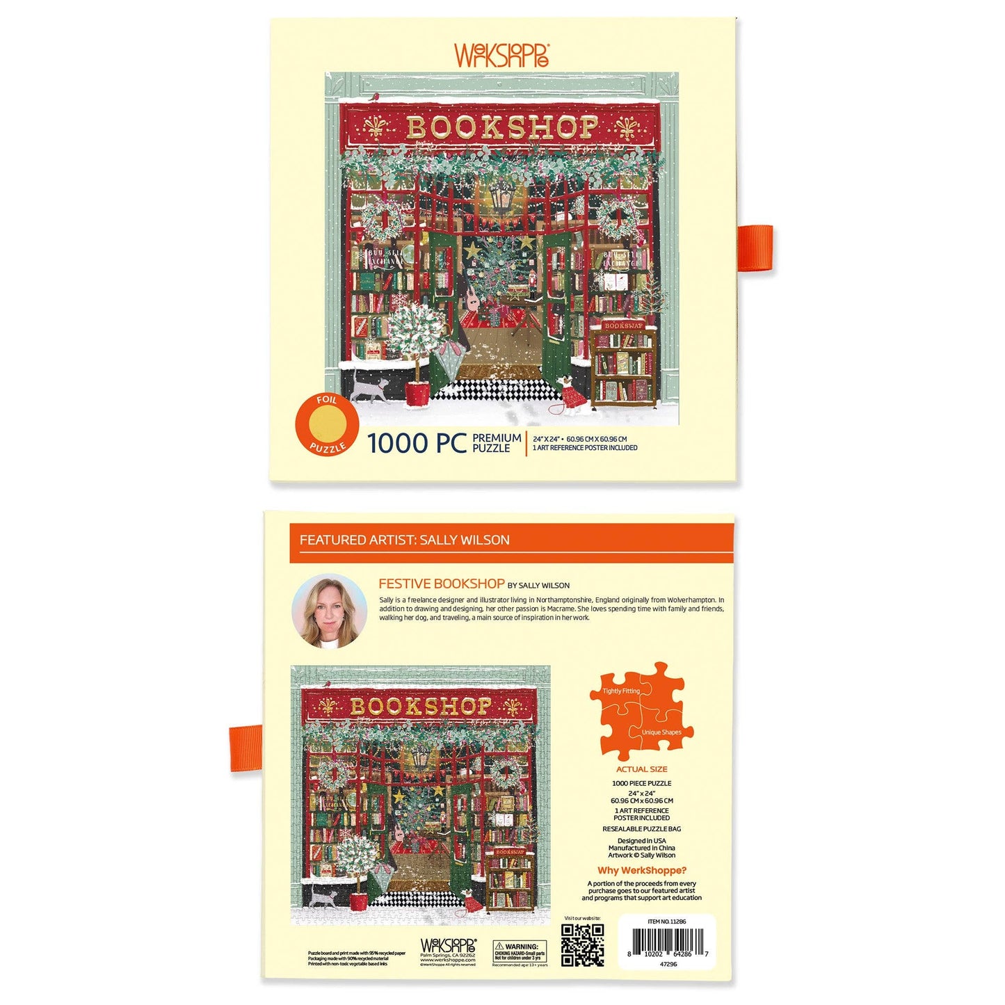 Festive Bookshop 1000 Piece Gold Foil Puzzle Christmas Gift