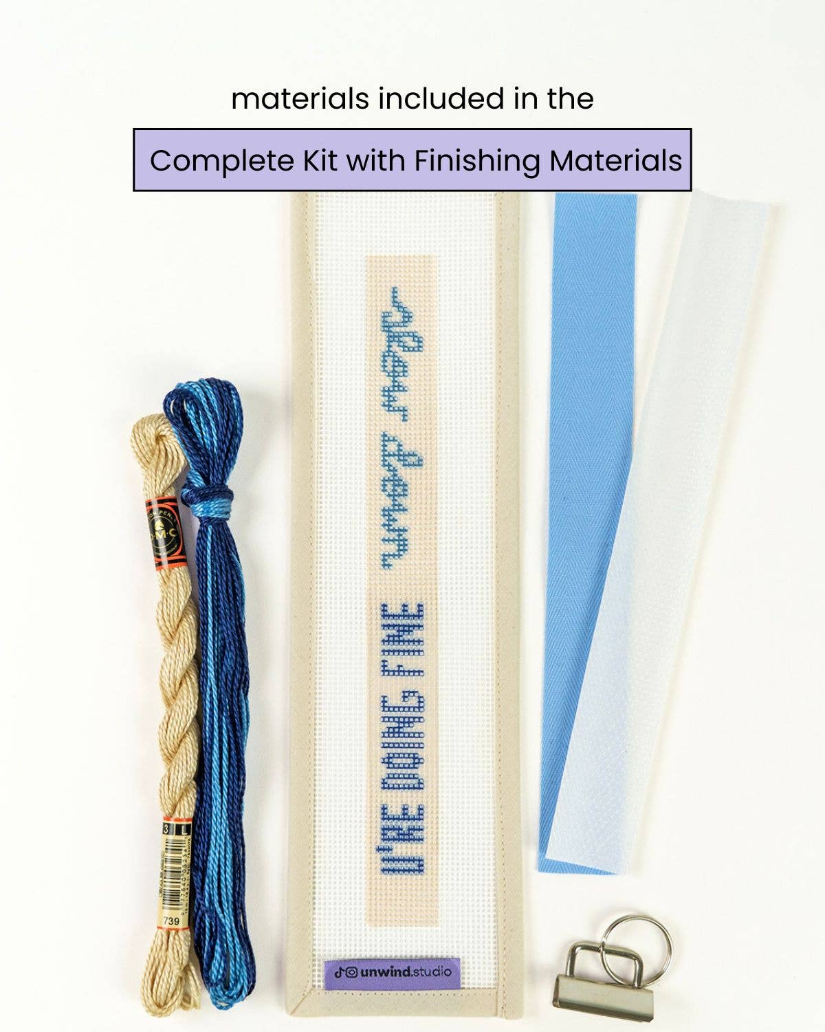 "Slow Down, U're Doing Fine" Needlepoint Key Fob Kit