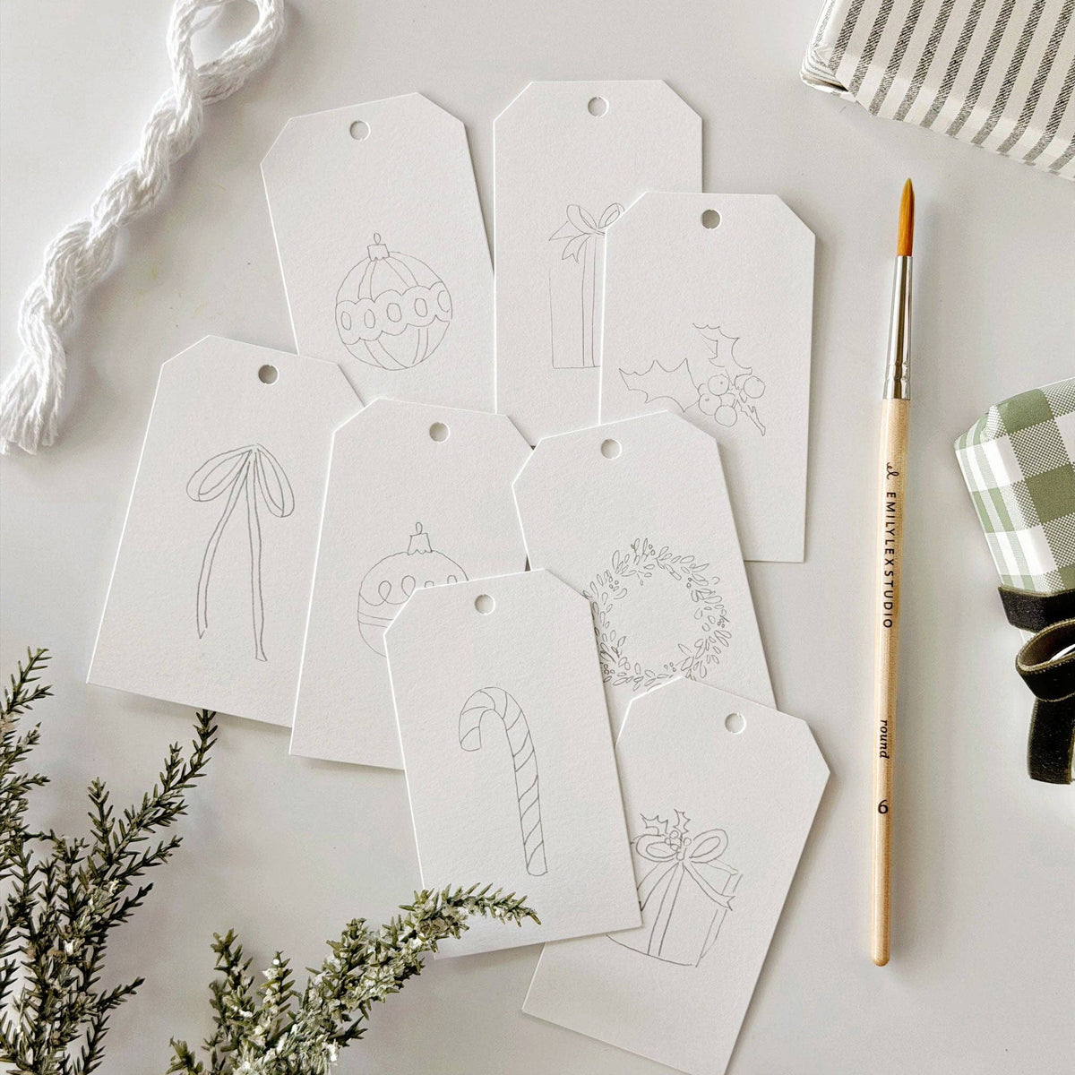 Classic christmas paintable gift tags