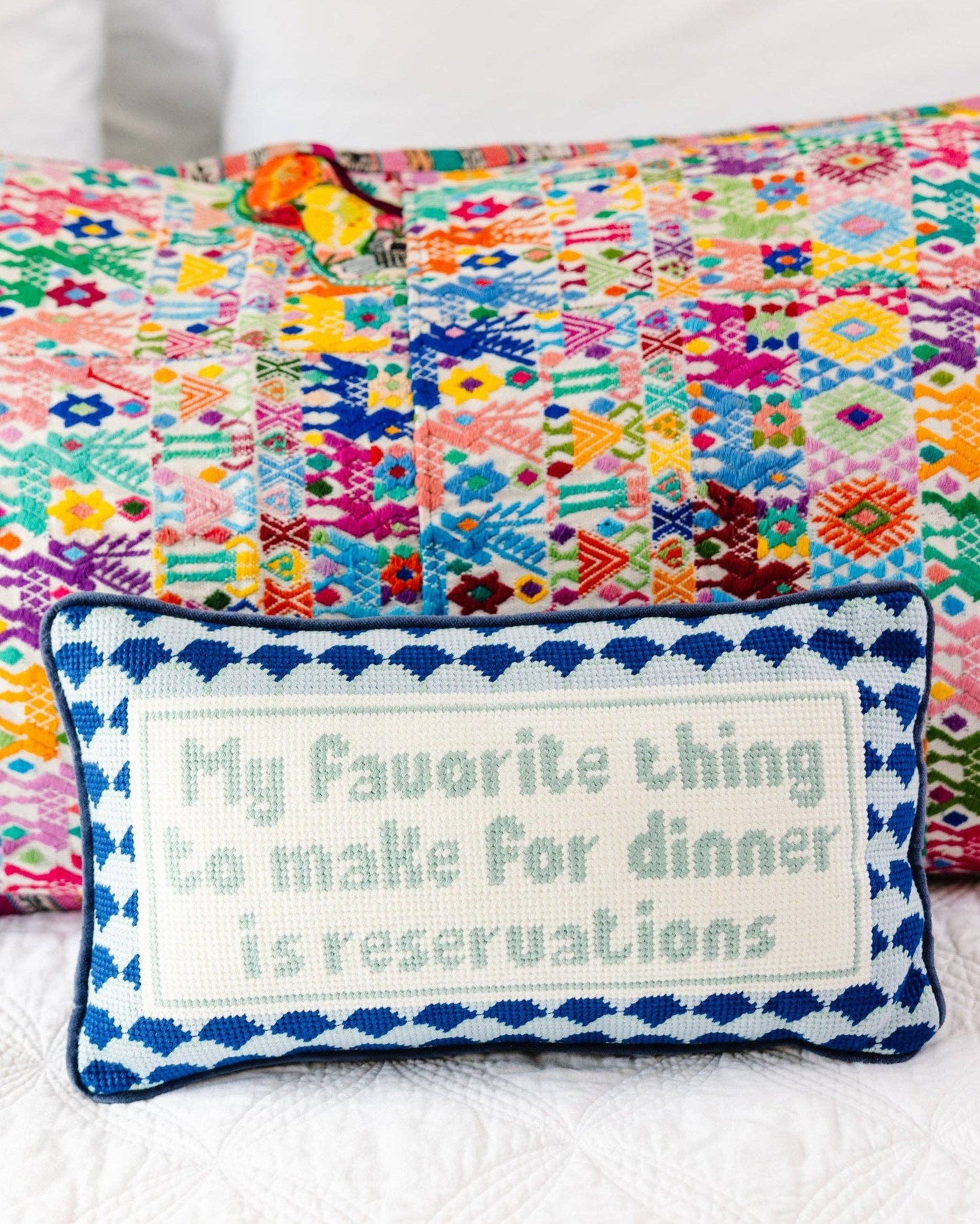 Reservations Needlepoint Pillow