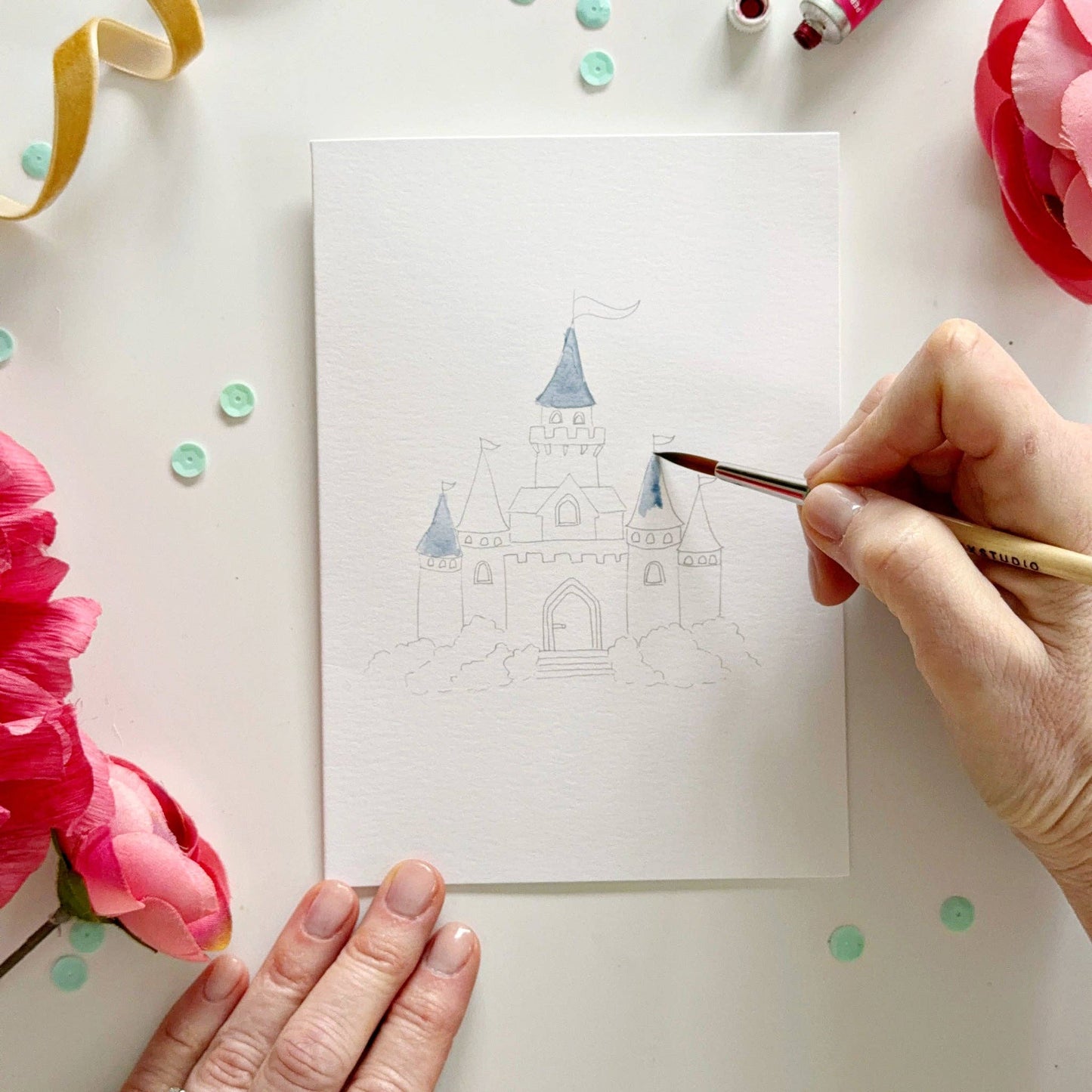 Fairytale paintable watercolor notecard set